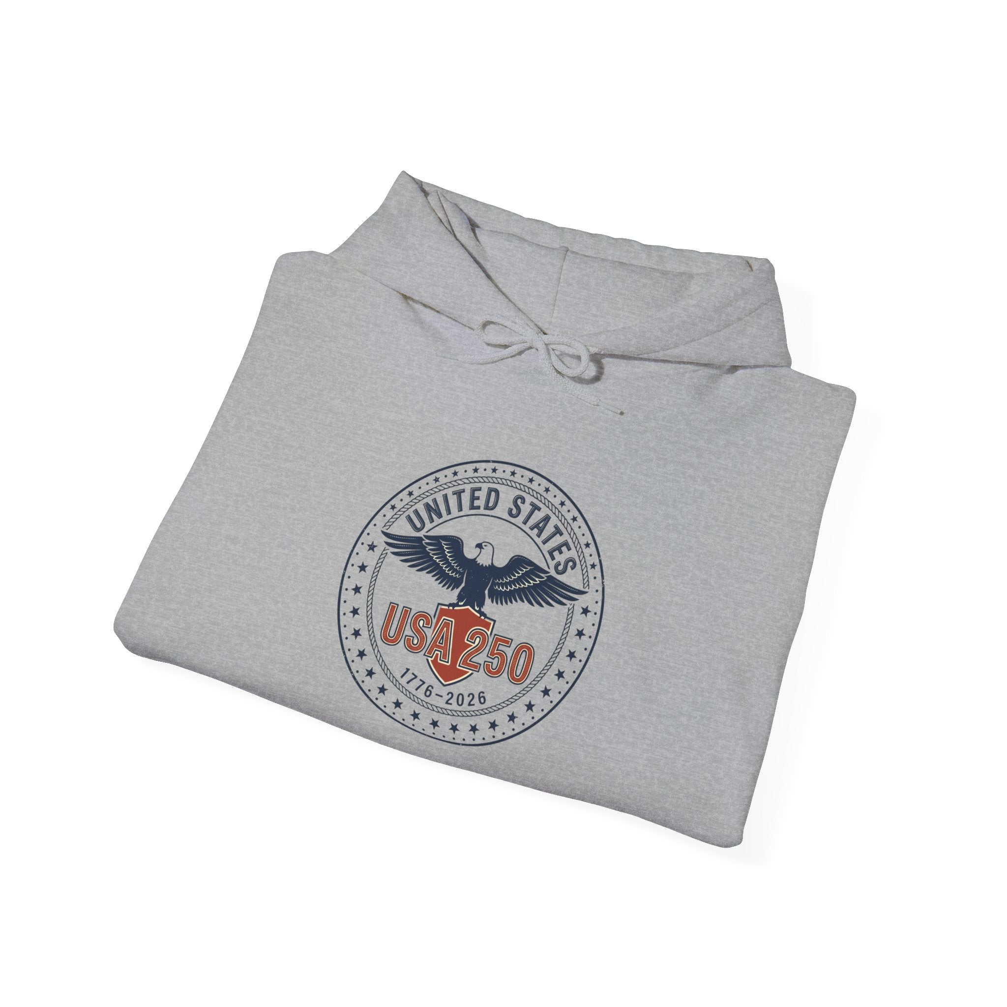 USA 250th Birthday Hoodie - 250 Years Patriotic Emblem, Independence Day Celebration