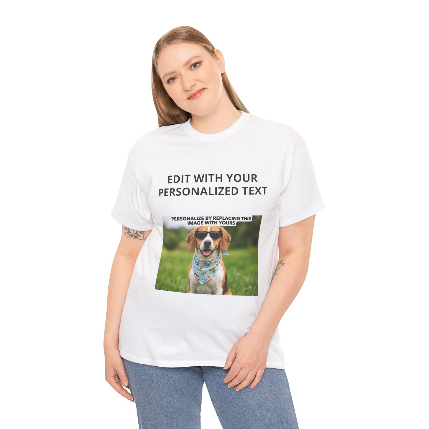 Fully Customizable Multi-Photo T-Shirt – Personalized Text & Image 2-Zone Tee