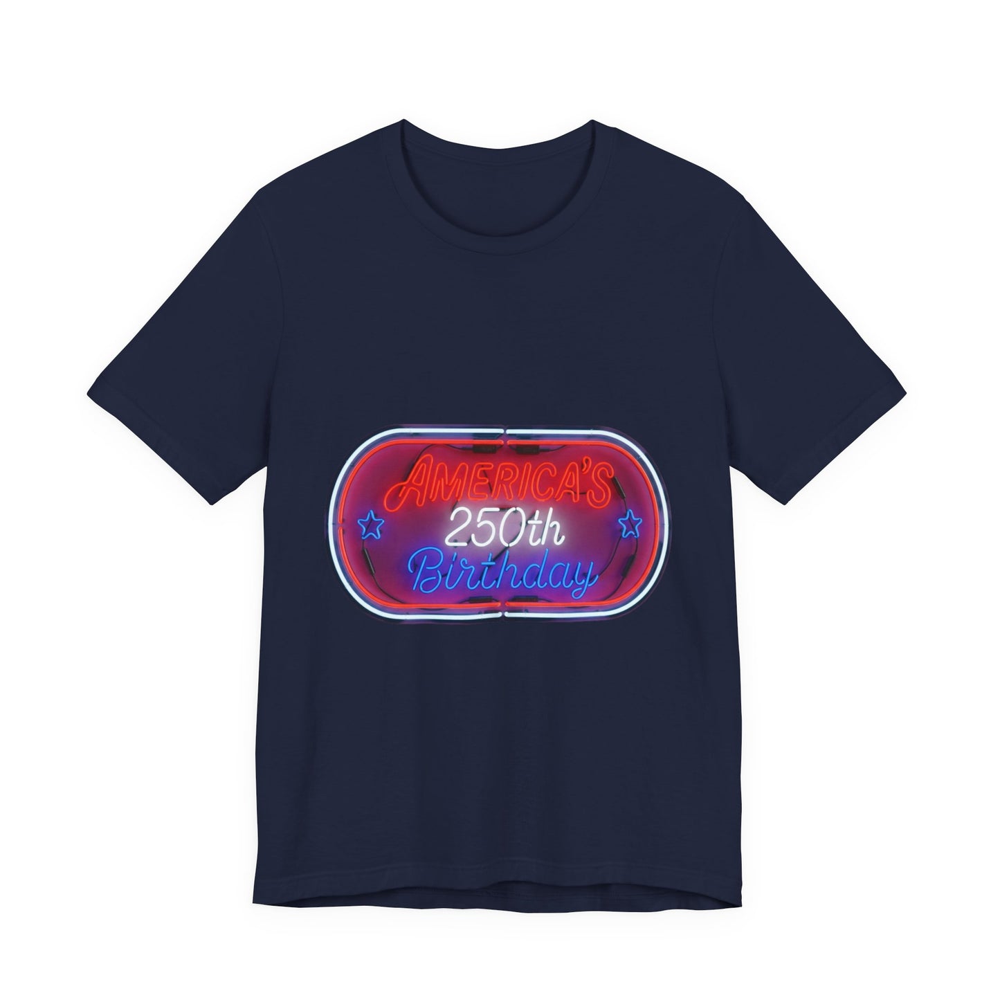 250th Birthday Neon Sign Tee — Retro Birthday Graphic T-Shirt
