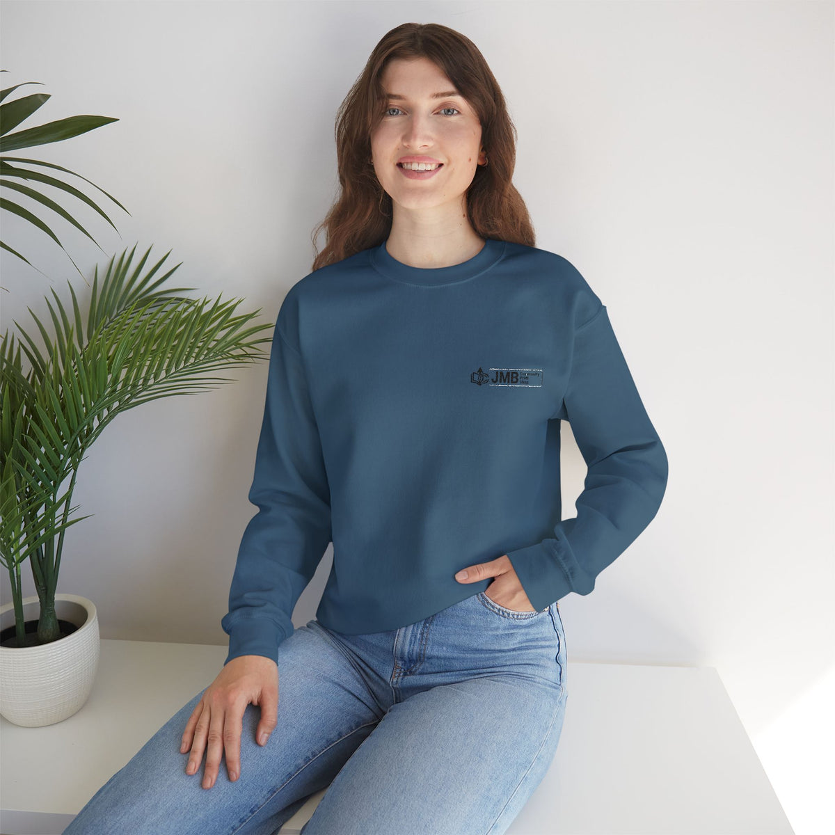JMB Community Print Shop Embroidered Crewneck Sweatshirt — Logo Chest Design