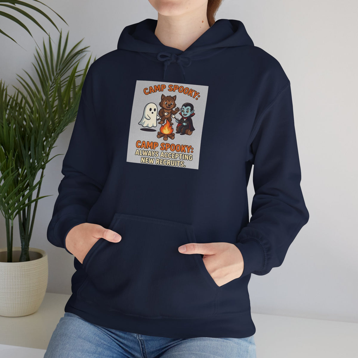 Halloween Camp Ghost Hoodie — "Camp Spooky" Cute Ghosts & Bonfire Sweatshirt