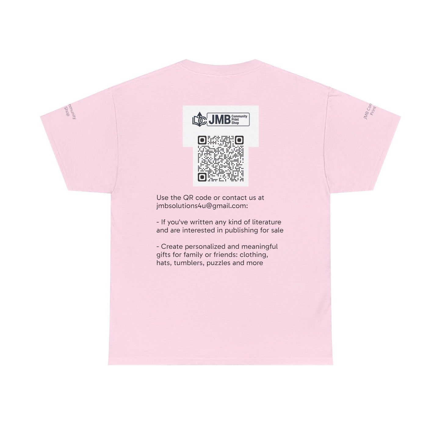 JMB Community Print Shop Logo Tee — Personalized Print & New Authors Promotional T‑Shirt